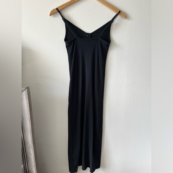Aerie Black Ribbed fitted Midi Dress XXS - Picture 5 of 9